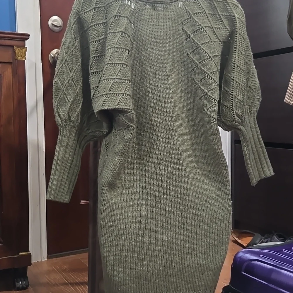 Moda International, Wool Blend Sweater Dress, XS, Sage Green - Picture 4 of 4